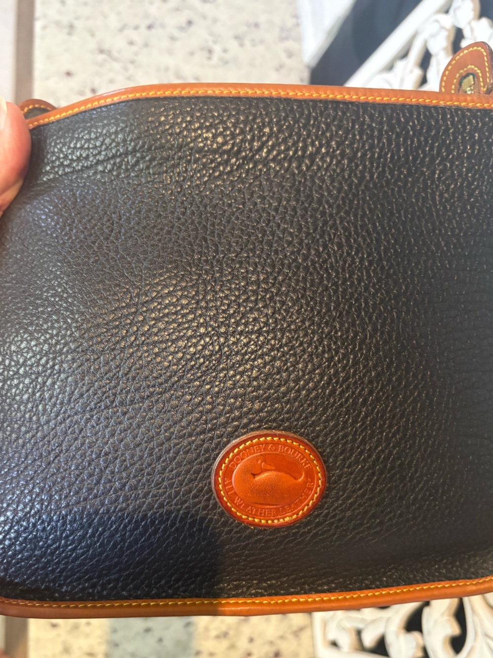 Dooney & Bourke Black Pebbled Leather Crossbody Bag with Brown Trim - Picture 6 of 15